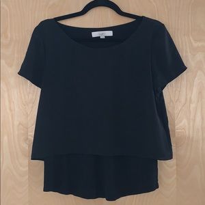 LOFT black layered flowy tee size S